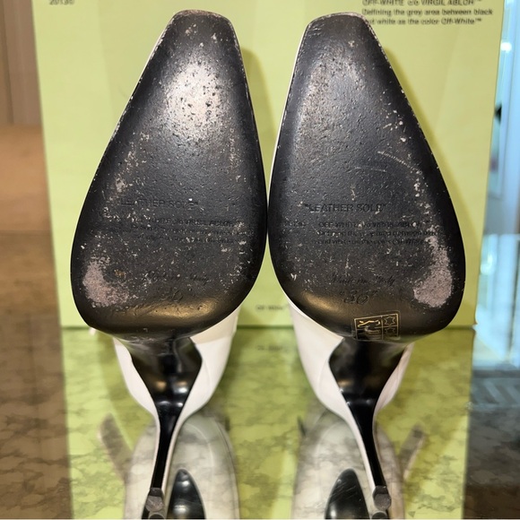 🔥Off-White c/o Virgil Abloh SZ 36 White Leather Zip Tie Pointed Toe Bootie Used - Picture 8 of 16